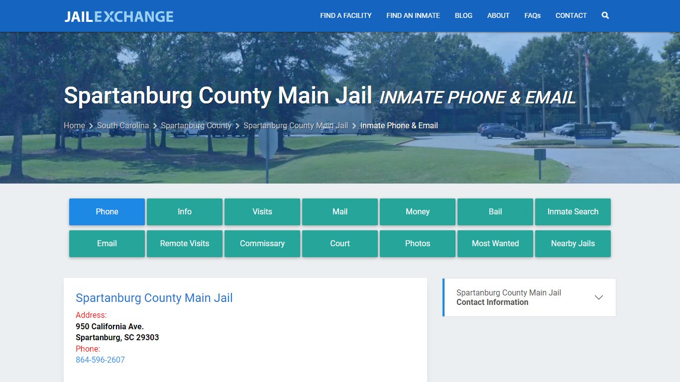 Inmate Phone - Spartanburg County Main Jail, SC - Jail Exchange